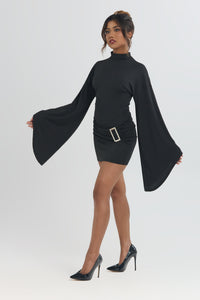 Julia Long Flare Sleeves Mini Dress