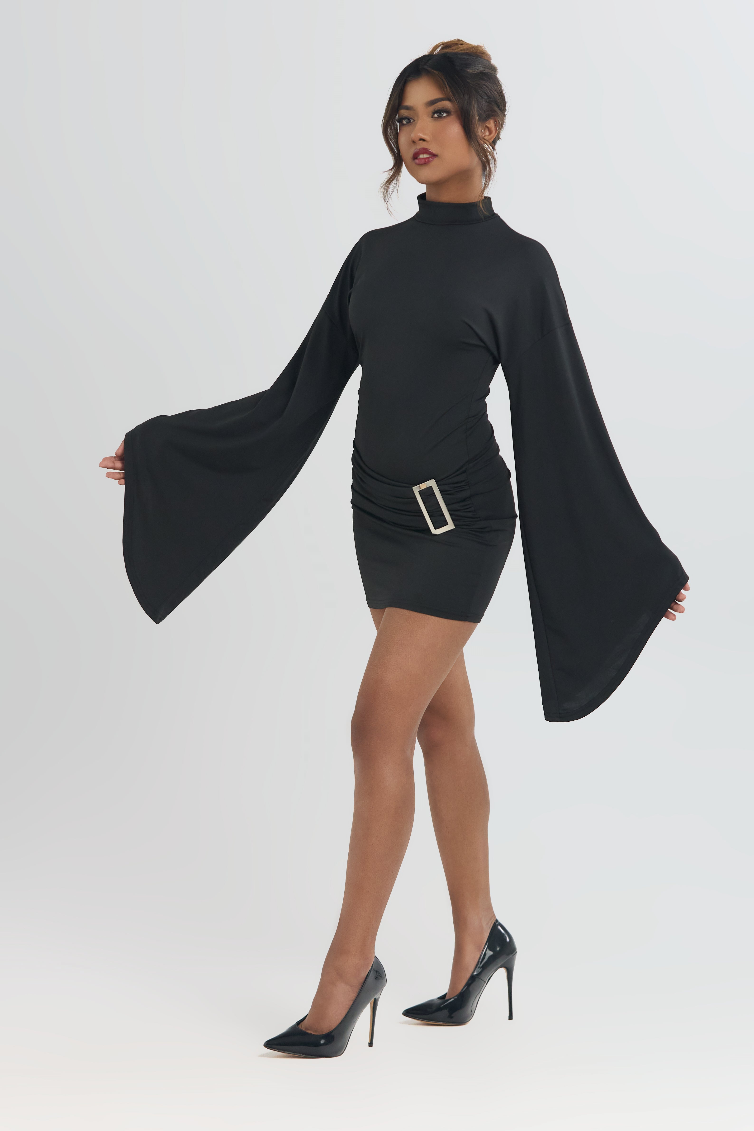 Julia Long Flare Sleeves Mini Dress